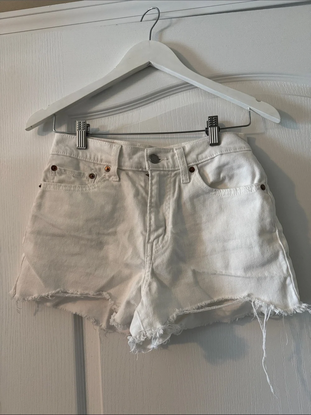 Levi's White Denim Cutoff Shorts